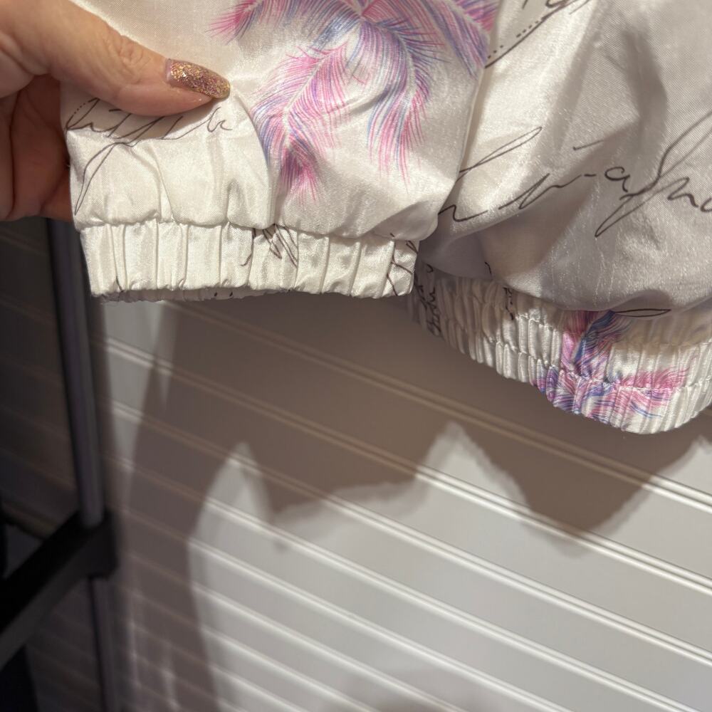 Adidas Lightweight Zip Up Script Print Silky Jack… - image 4